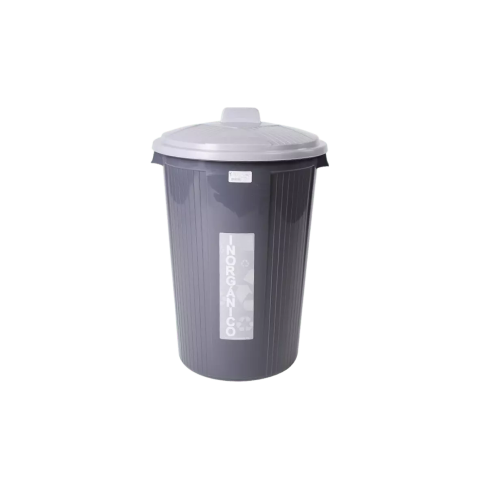 Bote O Contenedor Para Residuos Cónico De 50 Litros Con Tapa Negra [Aec-Bc50]