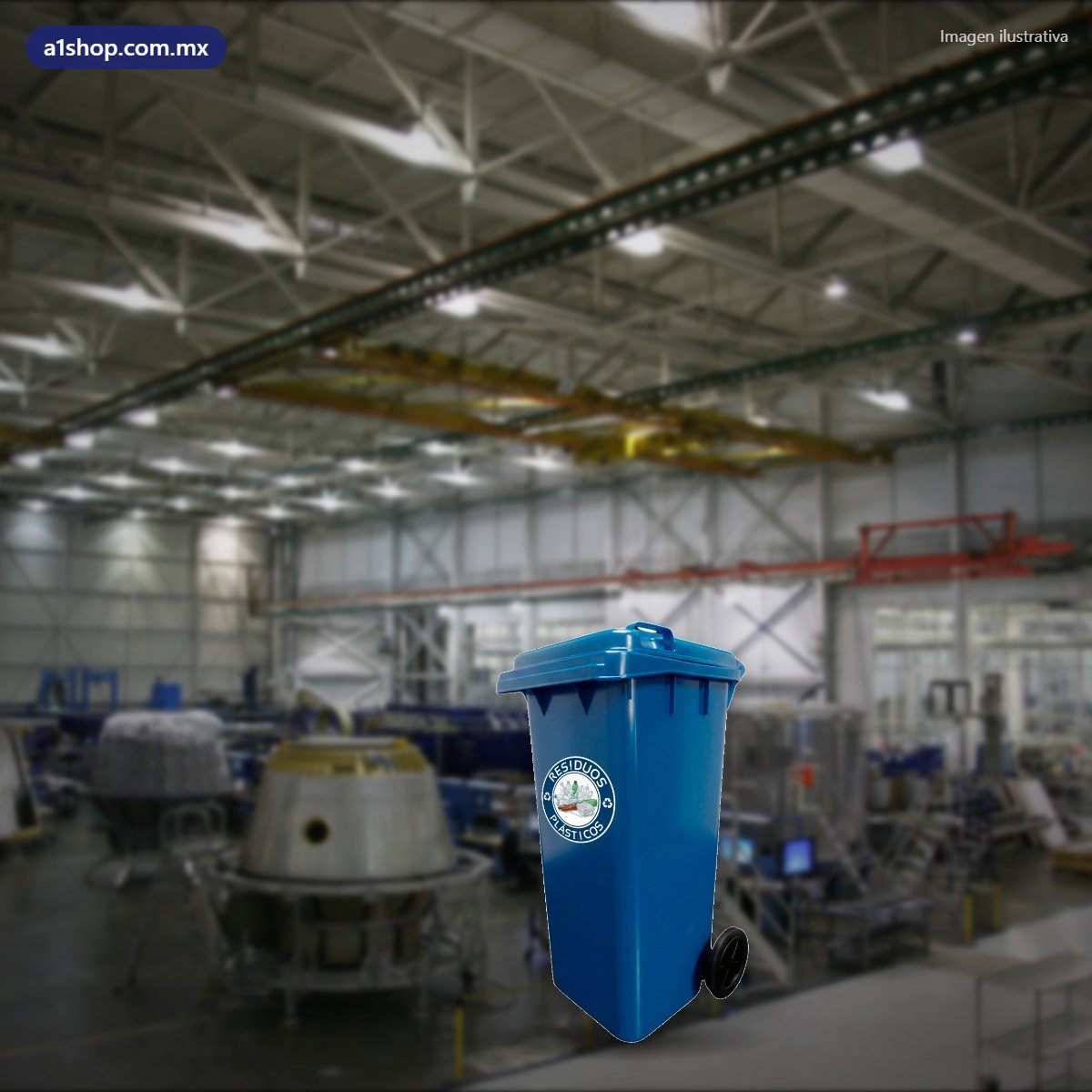 Papelera Vic 100 en una nave industrial (imagen ilustrativa)
